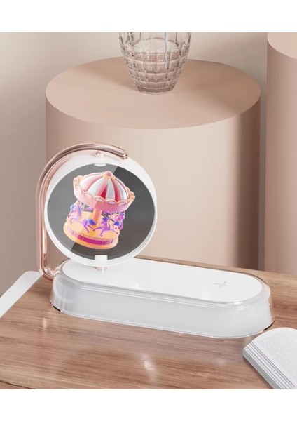 Idragon® 3D Holografik Resim Yansıtıcılı Ambiance Işık Yumuşak Aydınlatma Gece Lambası 10W Kablosuz Şarj