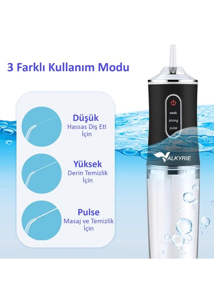 Şarj Edilebilir 4 Başlıklı Taşınabilir Diş Protez Bakım ve Ağız Duşu Yüksek Kapasite Siyah modelleri