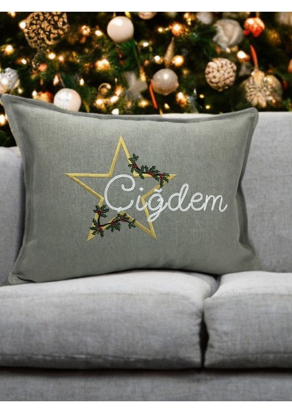 Star Of The New Year - Isim Nakışlı Bolster Kırlent Kılıfı