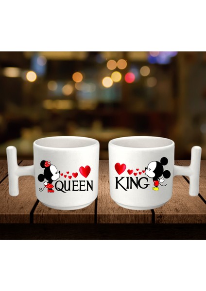 Seramik Bardak T Sap Kıng&queen Sevgili Kupası 2li