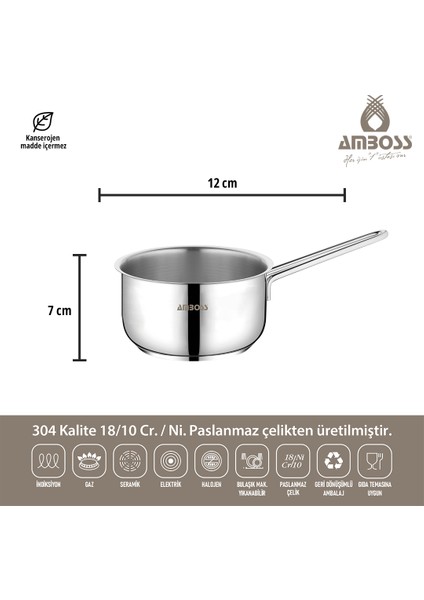 3 Parça Cool Indüksiyon Uyumlu Paslanmaz Çelik Sütlük Sosluk