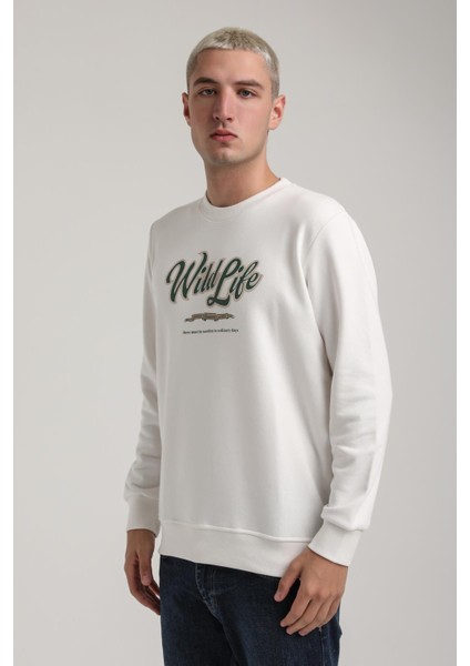 Bisiklet Yaka Ekru Slim Fit Sweatshirt 24FWM60195 indirimleri
