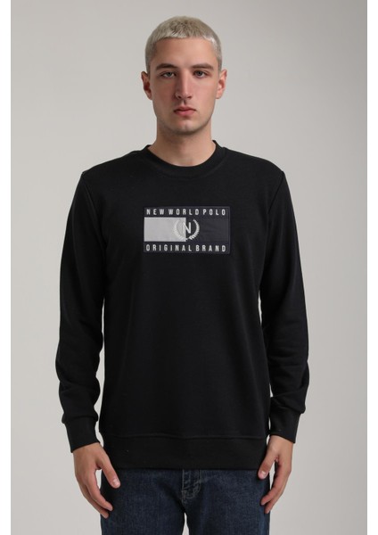 Bisiklet Yaka Lacivert Slim Fit Sweatshirt 24FWM60199