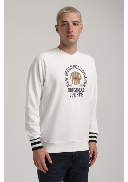 Bisiklet Yaka Ekru Slim Fit Sweatshirt 24FWM60187 modelleri