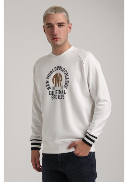 Bisiklet Yaka Ekru Slim Fit Sweatshirt 24FWM60187 fırsatları
