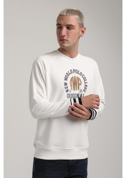 Bisiklet Yaka Ekru Slim Fit Sweatshirt 24FWM60187 indirimleri