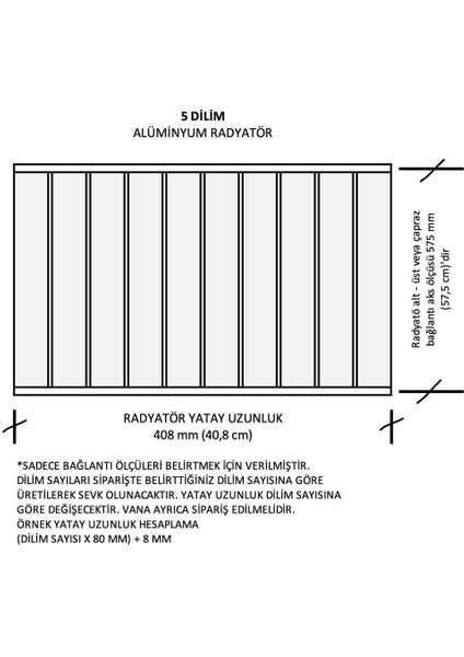 Alüminyum Panel Radyatör Klasik 600X5 Dilim Ral 9010 Radyatör