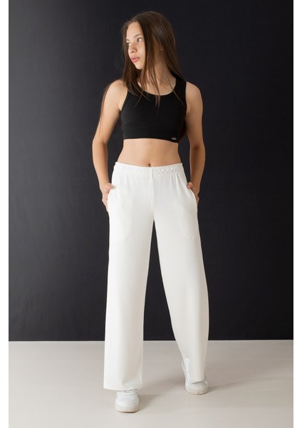 Ekru Geniş Paça Kesim Basic Kız Çocuk Pantolon 19745 modelleri