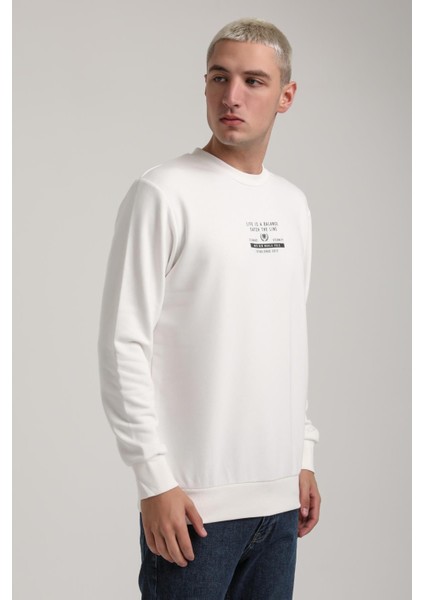 Bisiklet Yaka Ekru Slim Fit Sweatshirt 24FWM60185 fiyatları