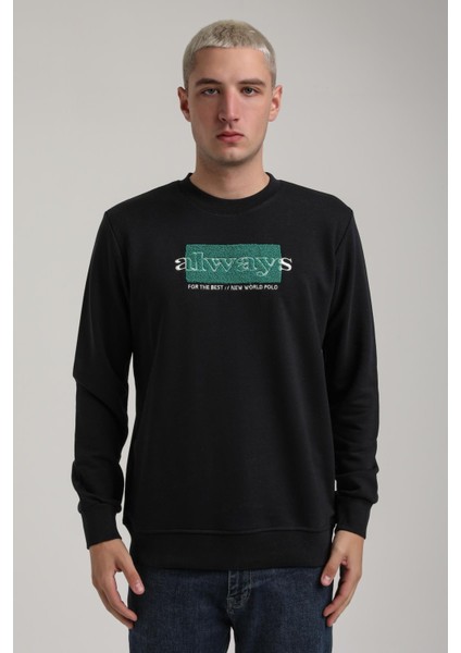 Bisiklet Yaka Lacivert Slim Fit Sweatshirt 24FWM60201