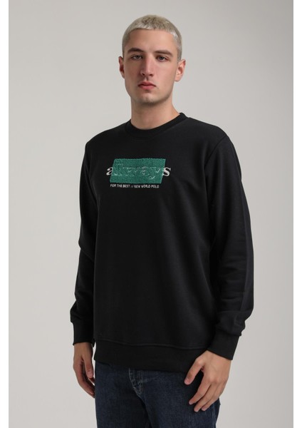 Bisiklet Yaka Lacivert Slim Fit Sweatshirt 24FWM60201 modelleri