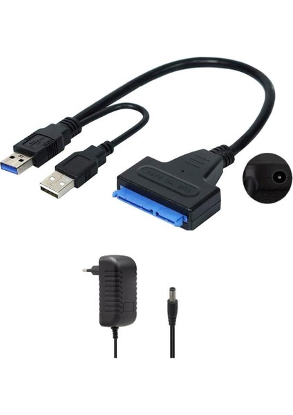 USB 3.0 2.5 3.5 Inç Sata SSD HDD Hard Disk Çevirici Dönüştürücü + Adaptör