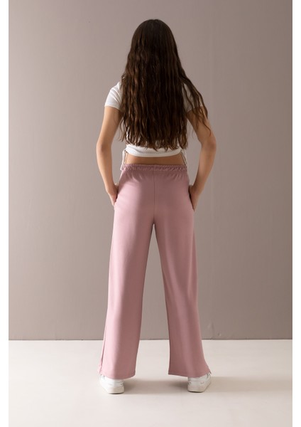 Pembe Geniş Paça Kesim Basic Kız Çocuk Pantolon 19786