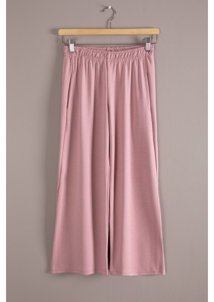 Pembe Geniş Paça Kesim Basic Kız Çocuk Pantolon 19786