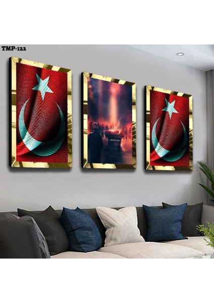 Şehitler Ölmez Gold Pleksili Mdf Tablo