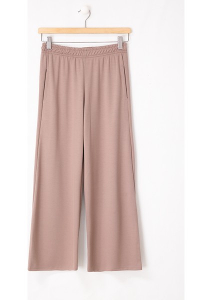 Kahve Geniş Paça Kesim Basic Kız Çocuk Pantolon 19746