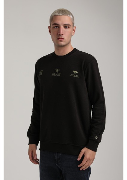 Bisiklet Yaka Siyah Slim Fit Sweatshirt 24FWM60188 indirimleri