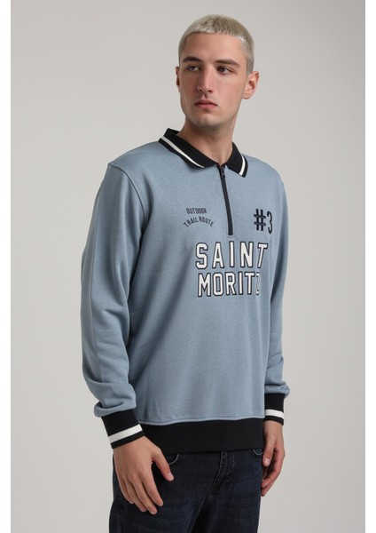 Bisiklet Yaka Siyah Slim Fit Sweatshirt 24FWM60207