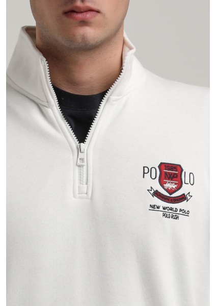 Dik Yaka Ekru Slim Fit Sweatshirt 24FWM60198 fiyatları