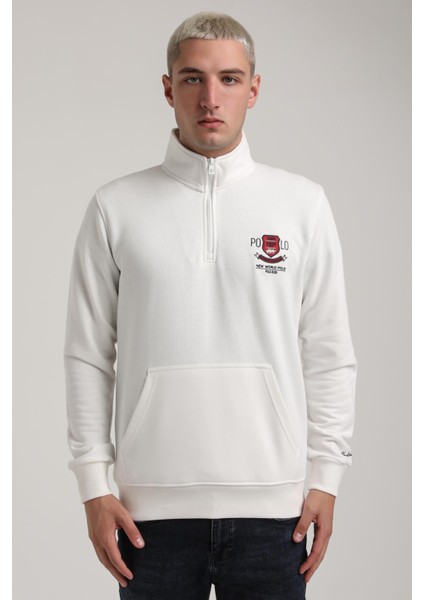 Dik Yaka Ekru Slim Fit Sweatshirt 24FWM60198 fırsatları