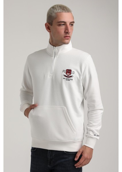 Dik Yaka Ekru Slim Fit Sweatshirt 24FWM60198 indirimleri