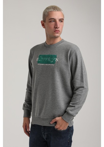 Bisiklet Yaka Lacivert Slim Fit Sweatshirt 24FWM60201 fırsatları