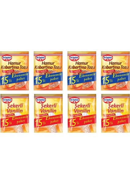 Dr.oetker Kabartma Tozu 15 Li + Vanilya 15 Li x 8 Li Ekonomik Paket