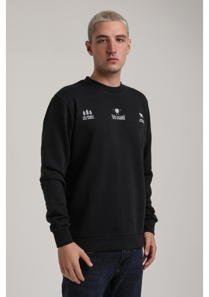 Bisiklet Yaka Siyah Slim Fit Sweatshirt 24FWM60188 fiyatları