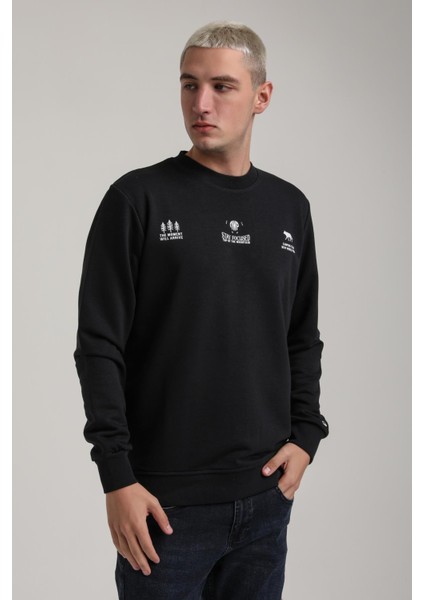 Bisiklet Yaka Siyah Slim Fit Sweatshirt 24FWM60188 fırsatları