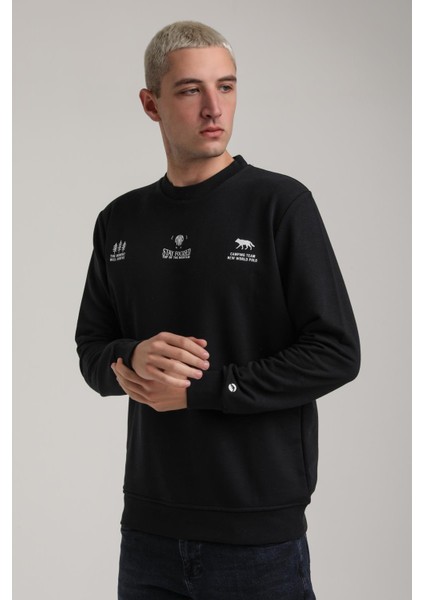 Bisiklet Yaka Siyah Slim Fit Sweatshirt 24FWM60188 indirimleri