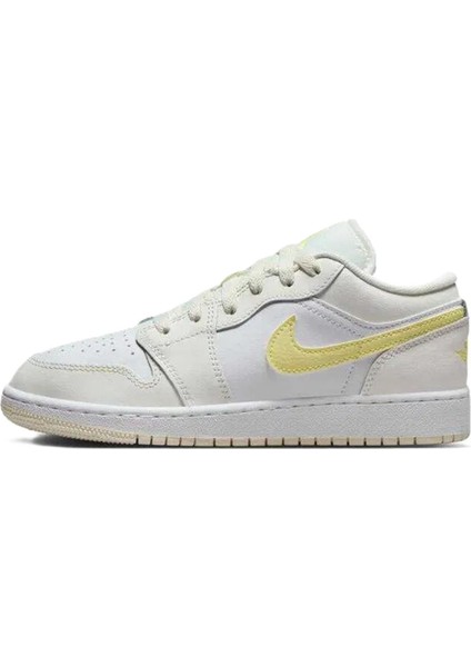 Air Jordan 1 Low(Gs) Leather Sneaker Deri Beyaz Sarı Swoosh Spor Ayakkabı fiyatları