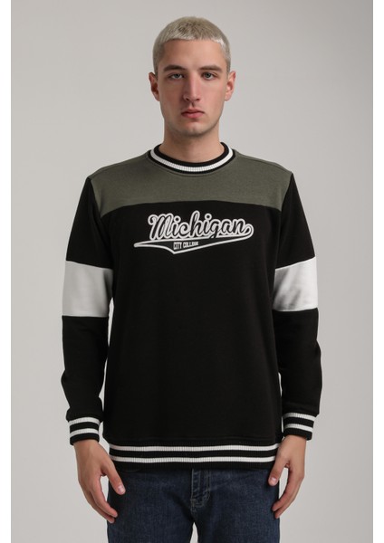 Bisiklet Yaka Lacivert Slim Fit Sweatshirt 24FWM60192