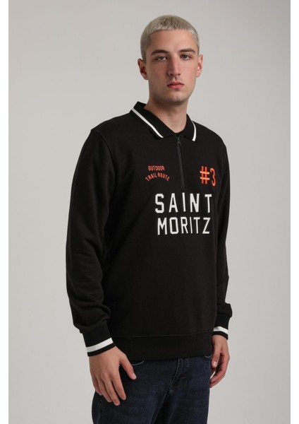 Bisiklet Yaka Siyah Slim Fit Sweatshirt 24FWM60207 fırsatları