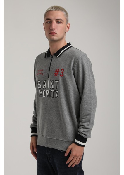 Bisiklet Yaka Siyah Slim Fit Sweatshirt 24FWM60207