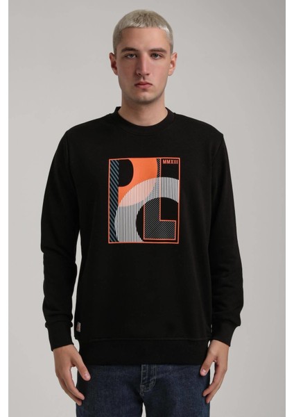 Bisiklet Yaka Siyah Slim Fit Sweatshirt 24FWM60171