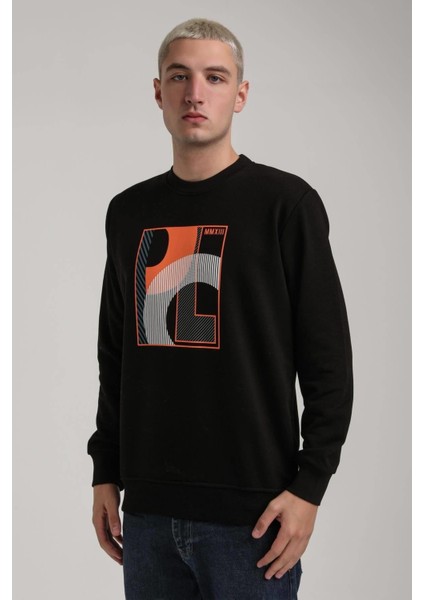 Bisiklet Yaka Siyah Slim Fit Sweatshirt 24FWM60171 modelleri