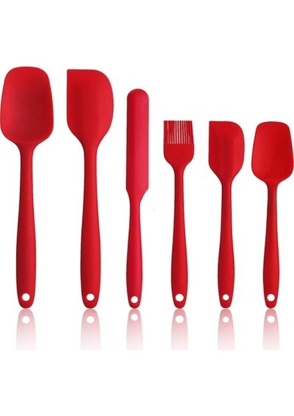 6'lı Silikon Spatula Seti, Yüksek Sıcaklığa , Gıda Sınıfı Silikon, Temizlemesi Kolay, Pişirme, Yemek Pişirme, Mutfak Malzemeleri (Kırmızı) (Yurt Dışından)