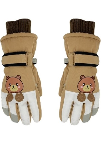 Çocuklar Için Sıcak Eldivenler Kayak Eldivenleri Kışlık Kadife Kalınlaştırılmış Su Geçirmez Antifriz Kış Eldivenleri Beş Parmak (Yurt Dışından)