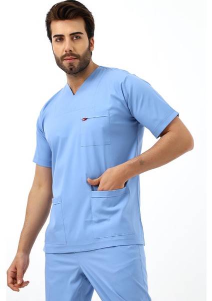 Zarf Yaka Erkek Likralı Takım - 6413 Açık Mavi
