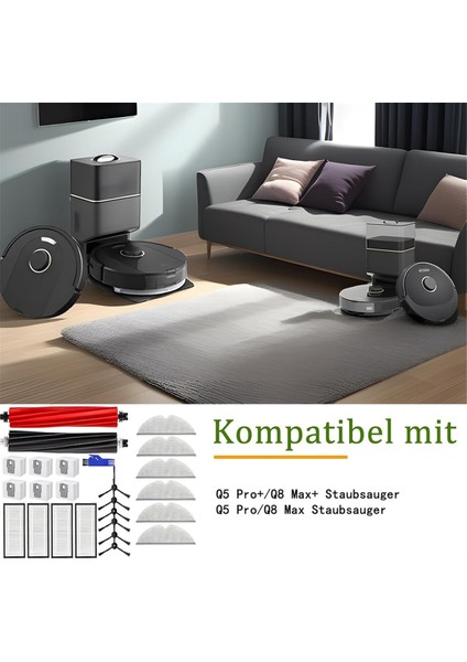 Roborock Q8 Max / Q8 Max +/q5 Pro/q5 Pro+ Elektrikli Süpürge Ana Yan Fırça Hepa Filtre Paspas Torbaları Yedek Parçaları (Yurt Dışından)