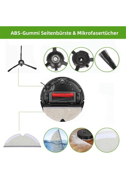 Roborock Q8 Max / Q8 Max +/q5 Pro/q5 Pro+ Elektrikli Süpürge Ana Yan Fırça Hepa Filtre Paspas Torbaları Yedek Parçaları (Yurt Dışından)