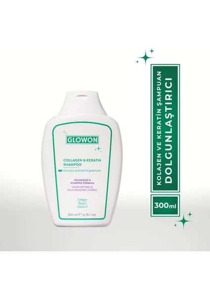 GLOWON KOLAJEN VE KERATİN ŞAMPUAN - HACİM ARTTIRICI VE DOLGUNLAŞTIRICI FORMÜL 300 ML