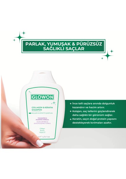 KOLAJEN VE KERATİN ŞAMPUAN - HACİM ARTTIRICI VE DOLGUNLAŞTIRICI FORMÜL 300 ML