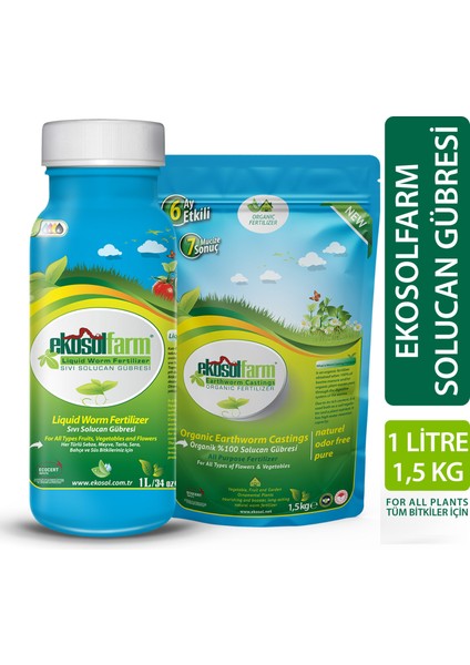 Sıvı Solucan Gübresi 1 Litre + 1,5 Kg Katı Formda Solucan Gübresi