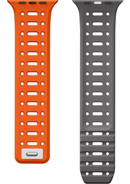 Watch 10 42MM Uyumlu Zore KRD-124 Silikon Kordon Strap Kayış-Koyu Yeşil-Gri indirimleri