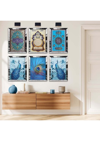 HİLYE-İ ŞERİF VE DİNİ MODEL 6'LI PLEKSİ KENAR MDF TABLO SETİ