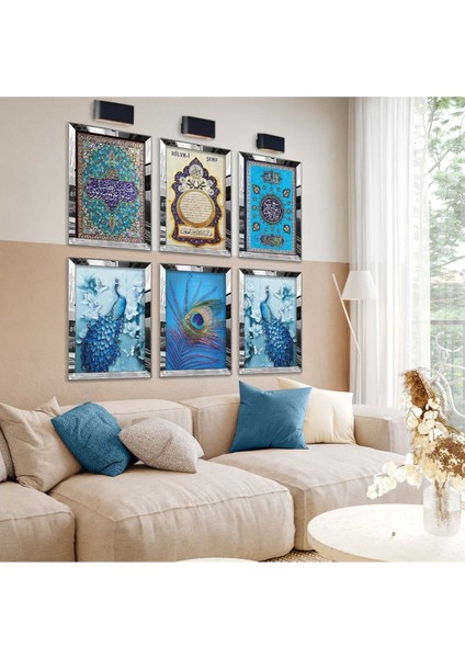 HİLYE-İ ŞERİF VE DİNİ MODEL 6'LI PLEKSİ KENAR MDF TABLO SETİ
