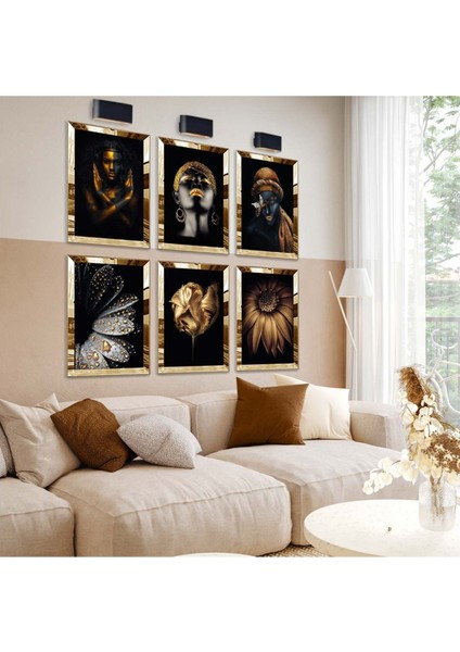 AFRİKA KADIN 6'LI PLEKSİ KENAR MDF TABLO SETİ fiyatları