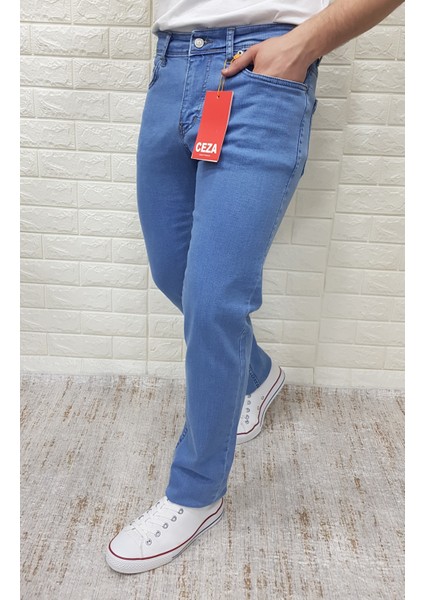 Erkek Slim Fit Açık Mavi Esnek Likralı Kot Pantolon (508) fiyatları