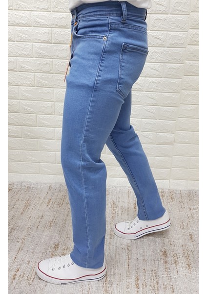 Erkek Slim Fit Açık Mavi Esnek Likralı Kot Pantolon (508) modelleri